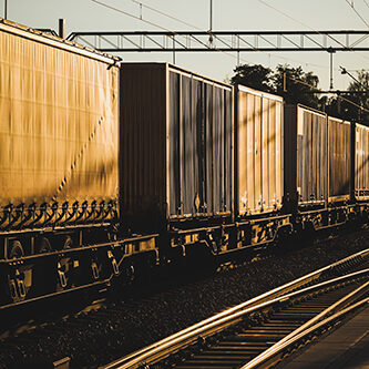 Cargo train in morning sun