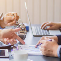 Blurred image,Business groups and investors are discussing investments and summarizing annual results in the meeting room. Ideas for advice and advice between investors to exchange knowledge